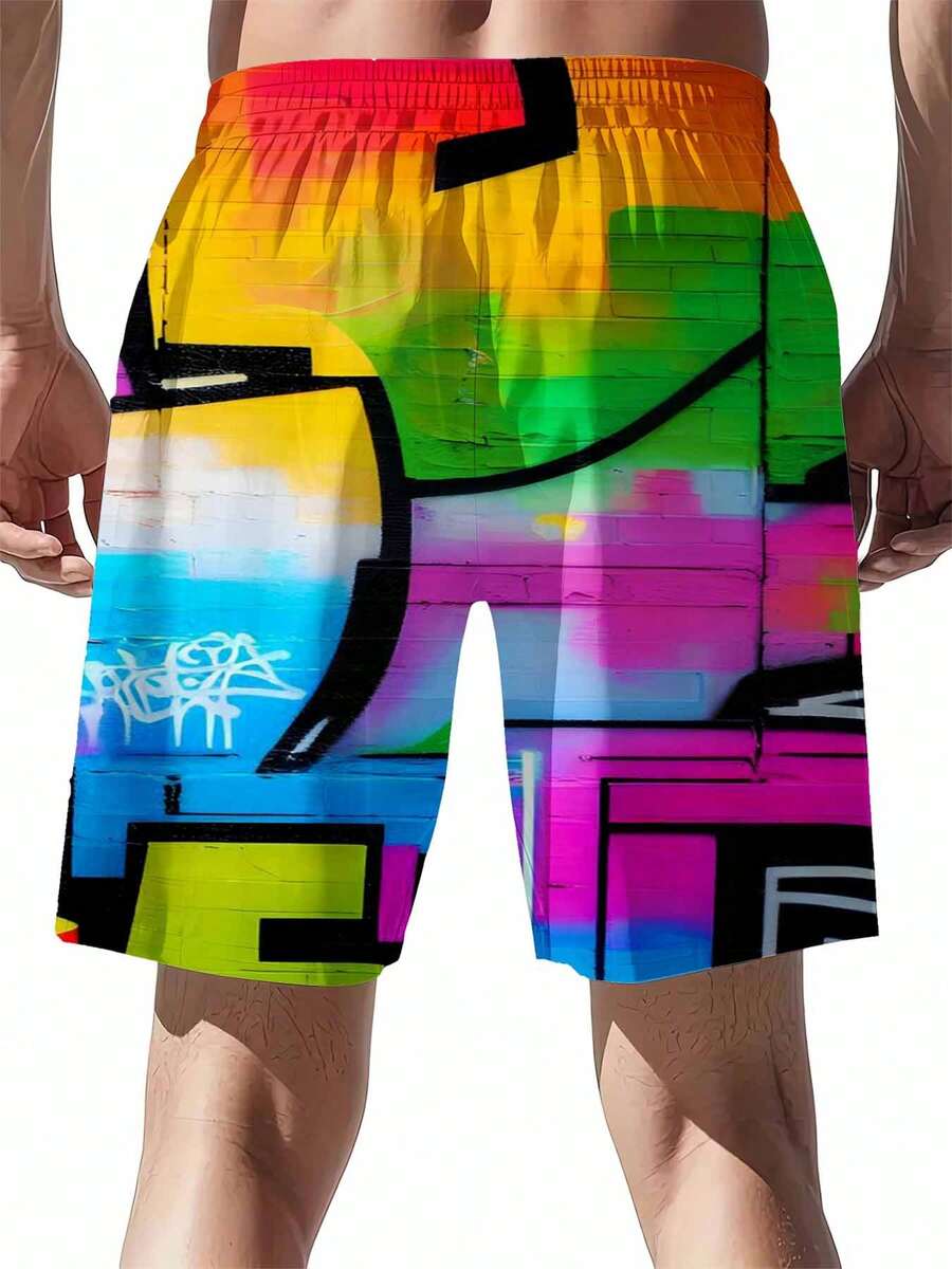 Mens Rainbow Graffiti Print Sw - đánh giá và giá Swim Trunk Quick Dry