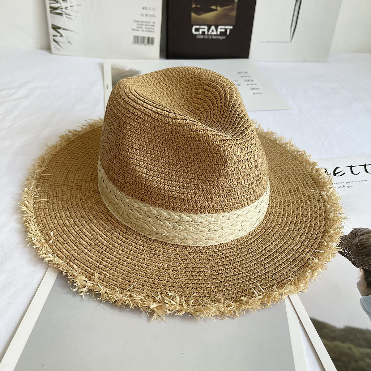 Fringed Brim Panama Hat Wide B - đánh giá và giá Bucket Hat Straw