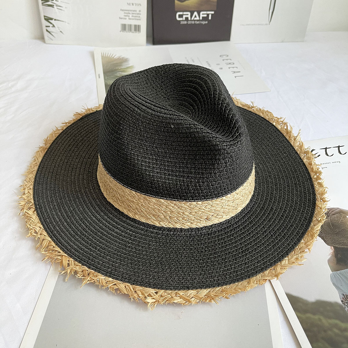 Fringed Brim Panama Hat Wide B - đánh giá và giá Bucket Hat Straw