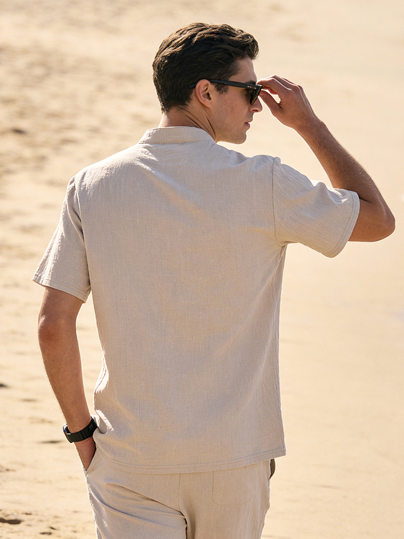 Men's Cotton Linen Henley Shir - đánh giá và giá Linen Shirt Breathable