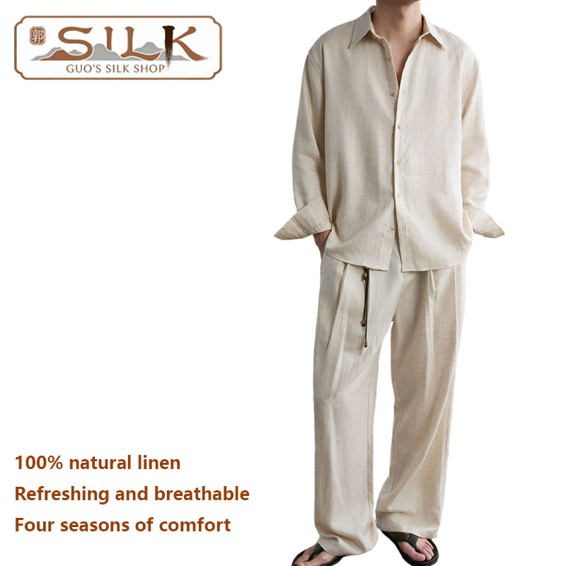 High-end Natural Linen Men's S - đánh giá và giá Linen Shirt Breathable