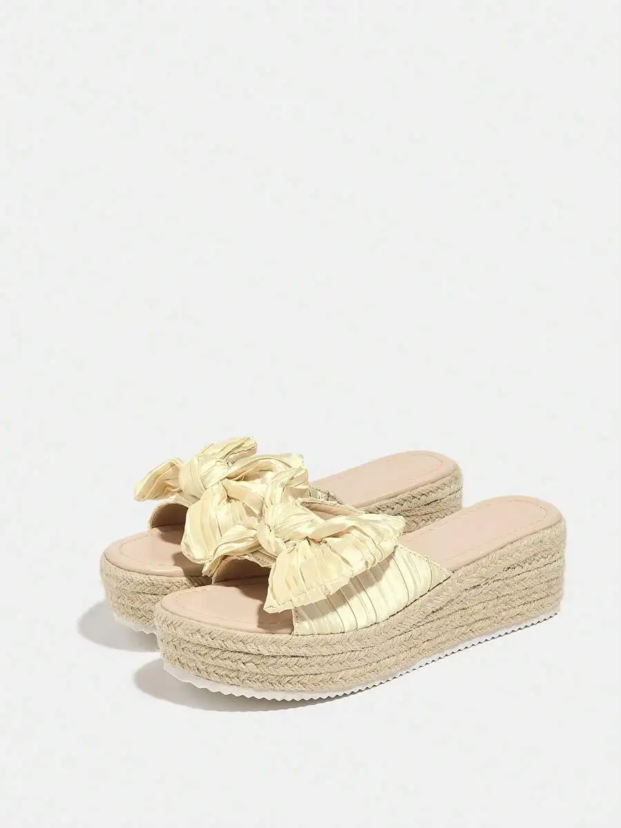 Pleated Satin Bow Espadrille P - đánh giá và giá Espadrille Slip On