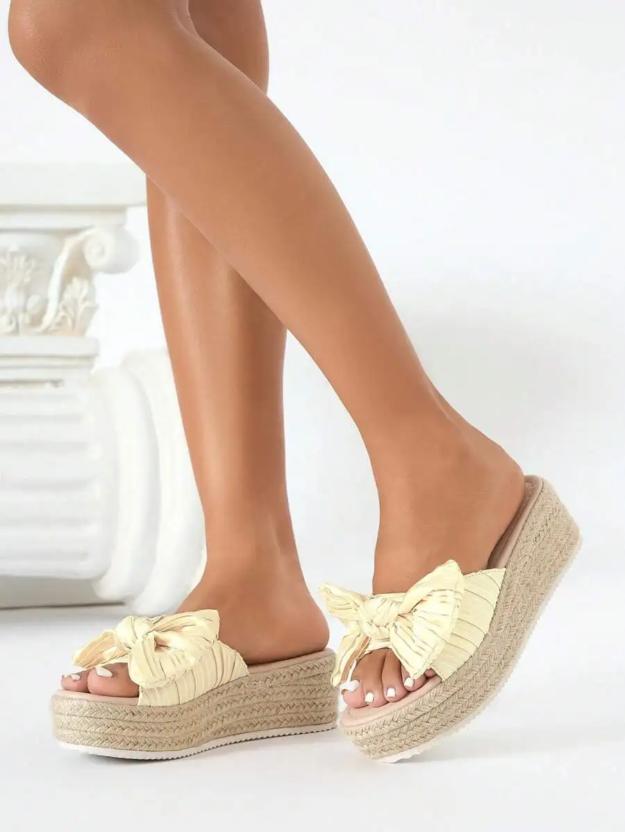 Pleated Satin Bow Espadrille P - đánh giá và giá Espadrille Slip On
