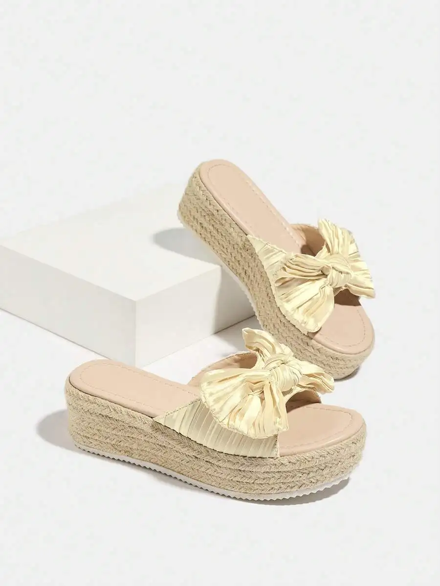 Pleated Satin Bow Espadrille P - đánh giá và giá Espadrille Slip On