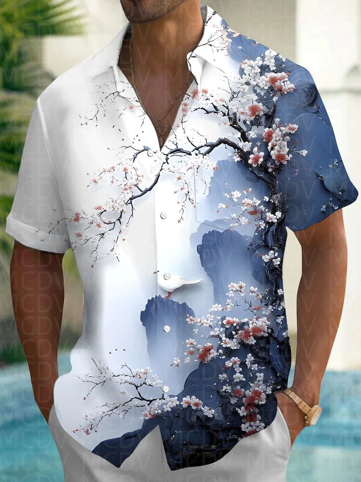 Sun Pattern Style Men's Hawaii - đánh giá và giá Shirt Camp Collar
