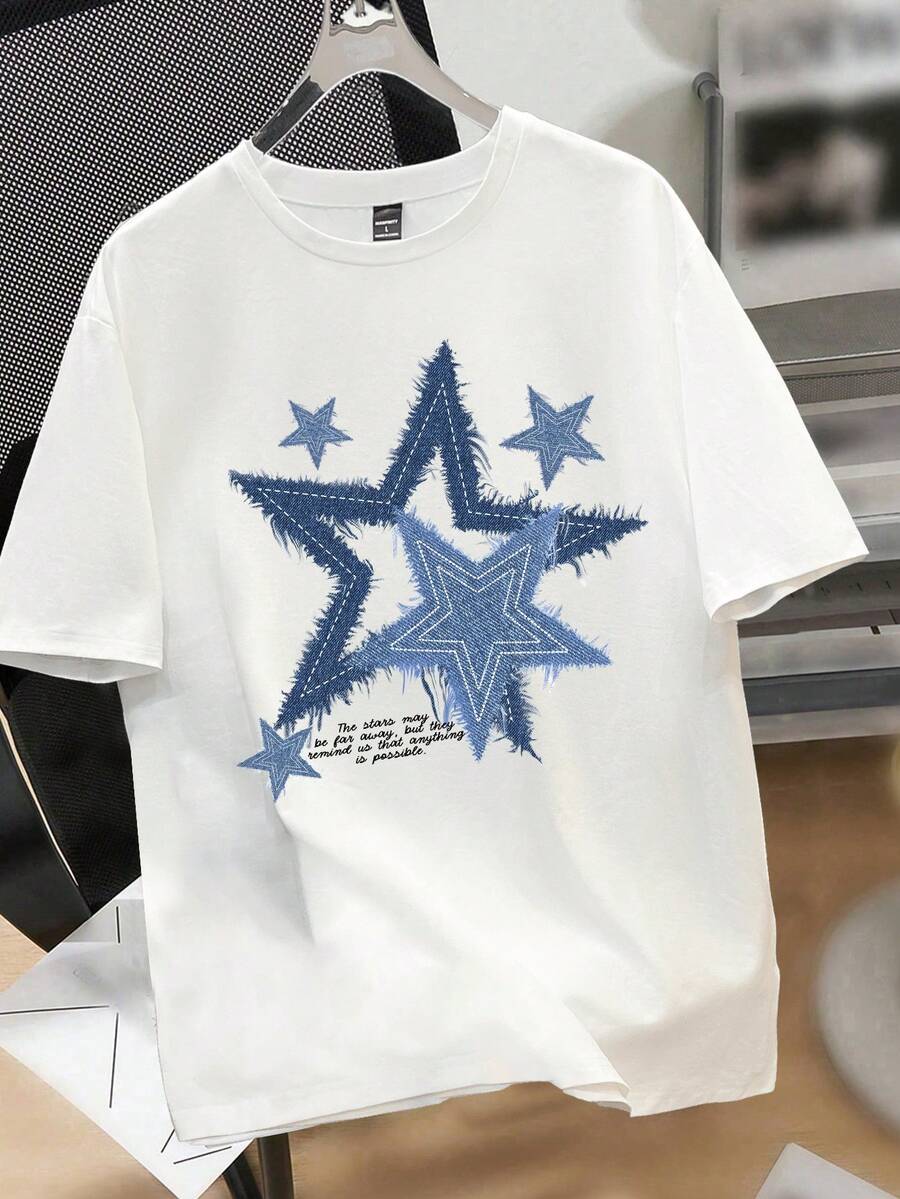 Men's White Loose Fit Graphic  - đánh giá và giá Tee Graphic Print