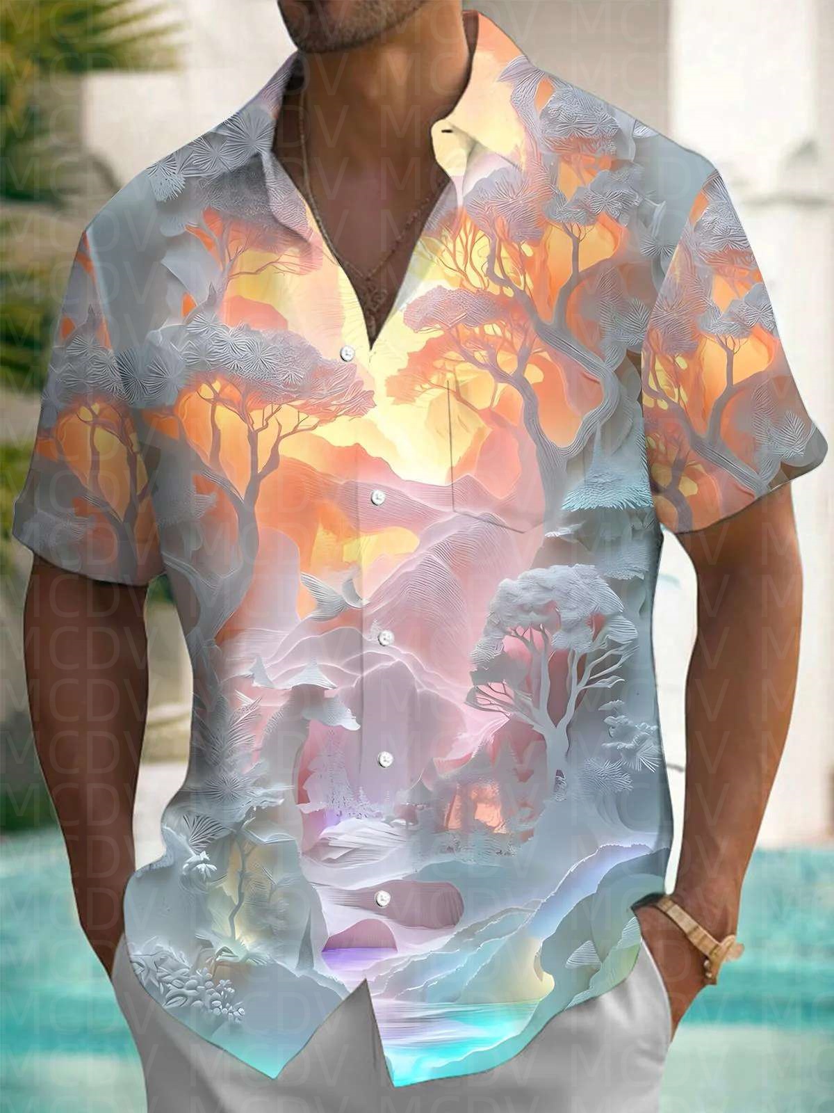 Trump Pattern Men's Hawaiian S - đánh giá và giá Shirt Camp Collar
