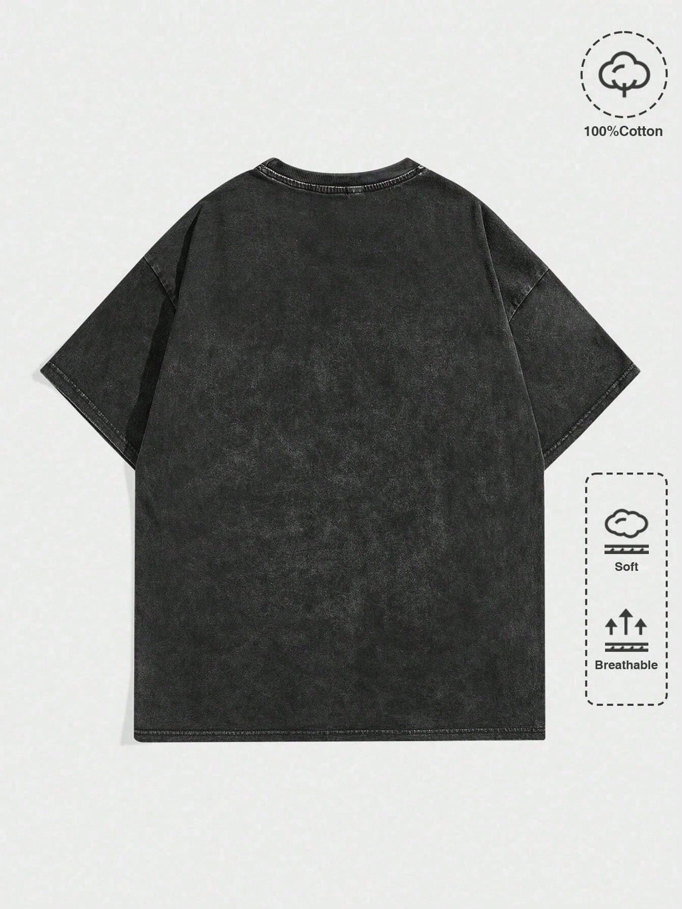 Black Washed Graphic Tee with  - đánh giá và giá Tee Graphic Print