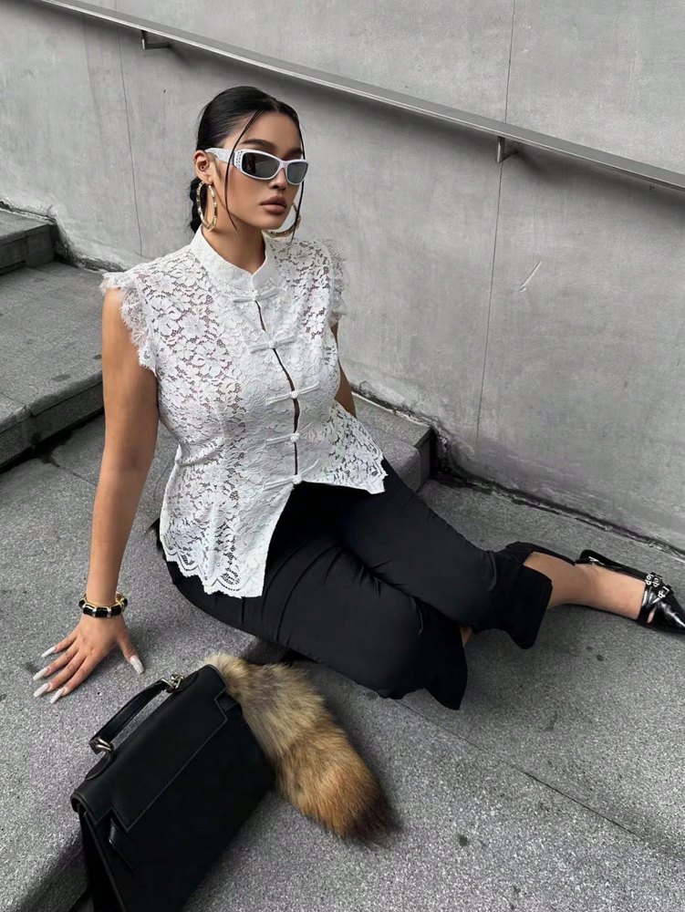Plus Size Elegant Lace Blouse, - đánh giá và giá Shirt Camp Collar