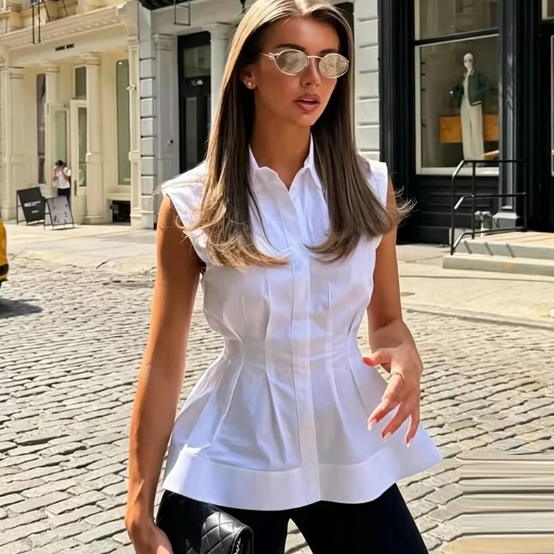 Women Casual Sleeveless Slim S - đánh giá và giá Shirt Camp Collar
