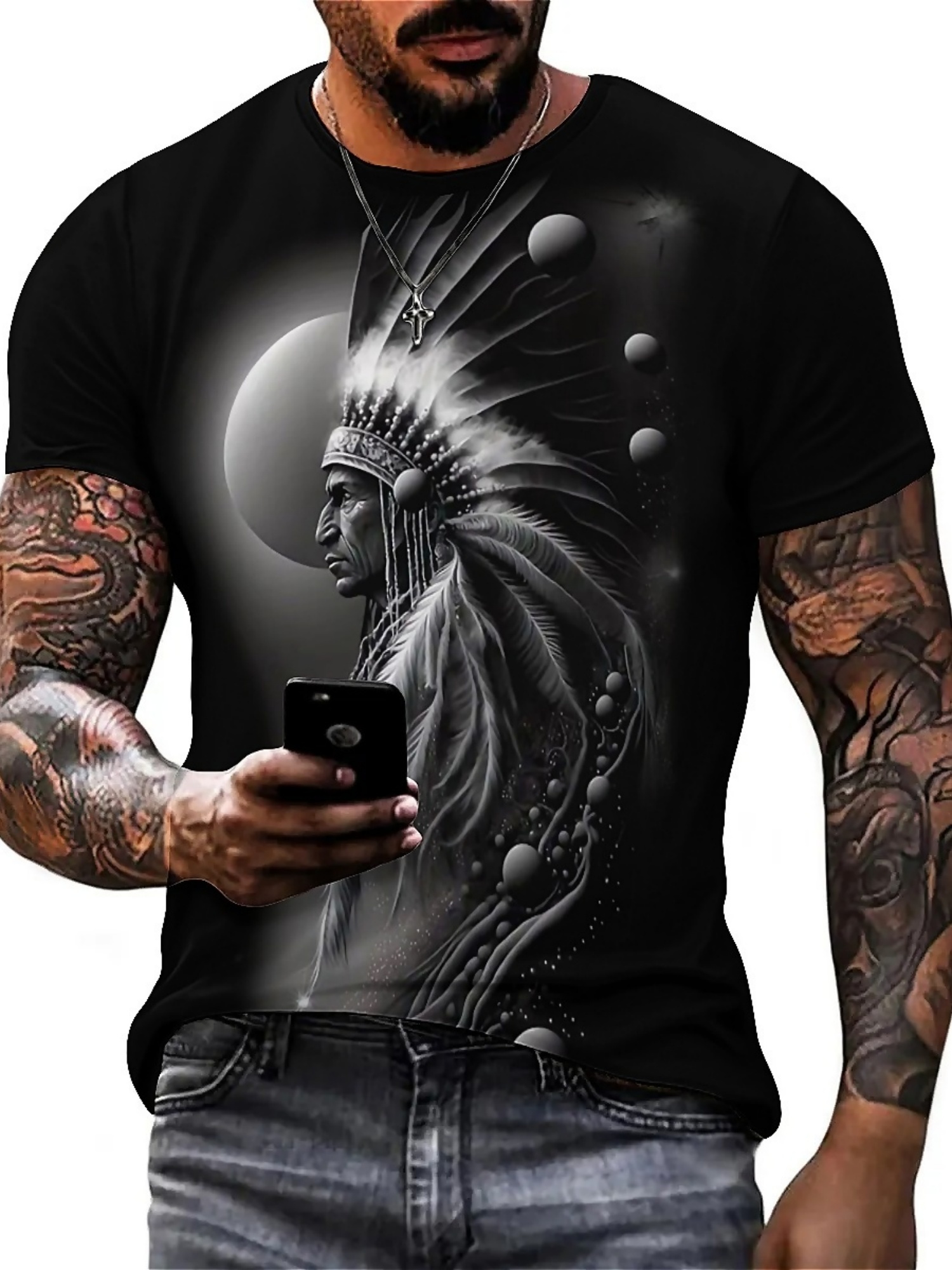 Men's 3D Printed Tribal Chieft - đánh giá và giá Tee Graphic Print