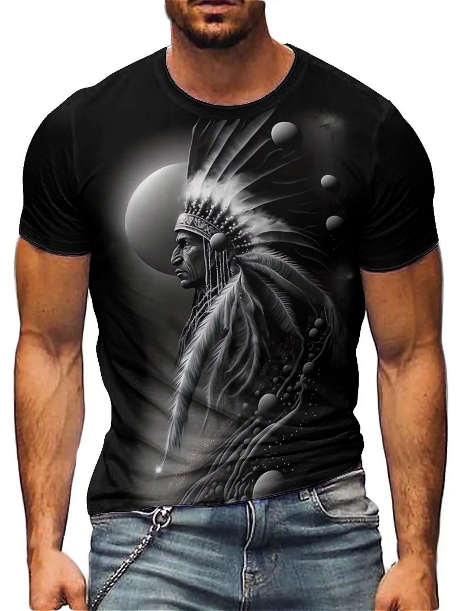 Men's 3D Printed Tribal Chieft - đánh giá và giá Tee Graphic Print