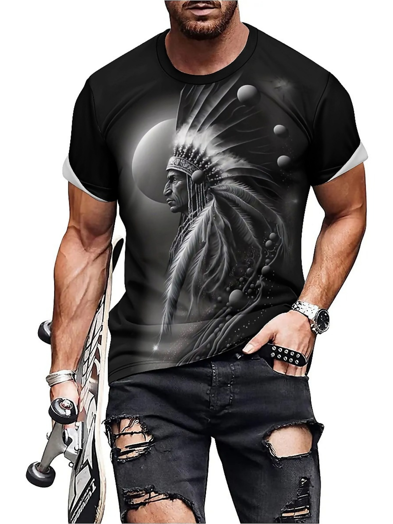 Men's 3D Printed Tribal Chieft - đánh giá và giá Tee Graphic Print