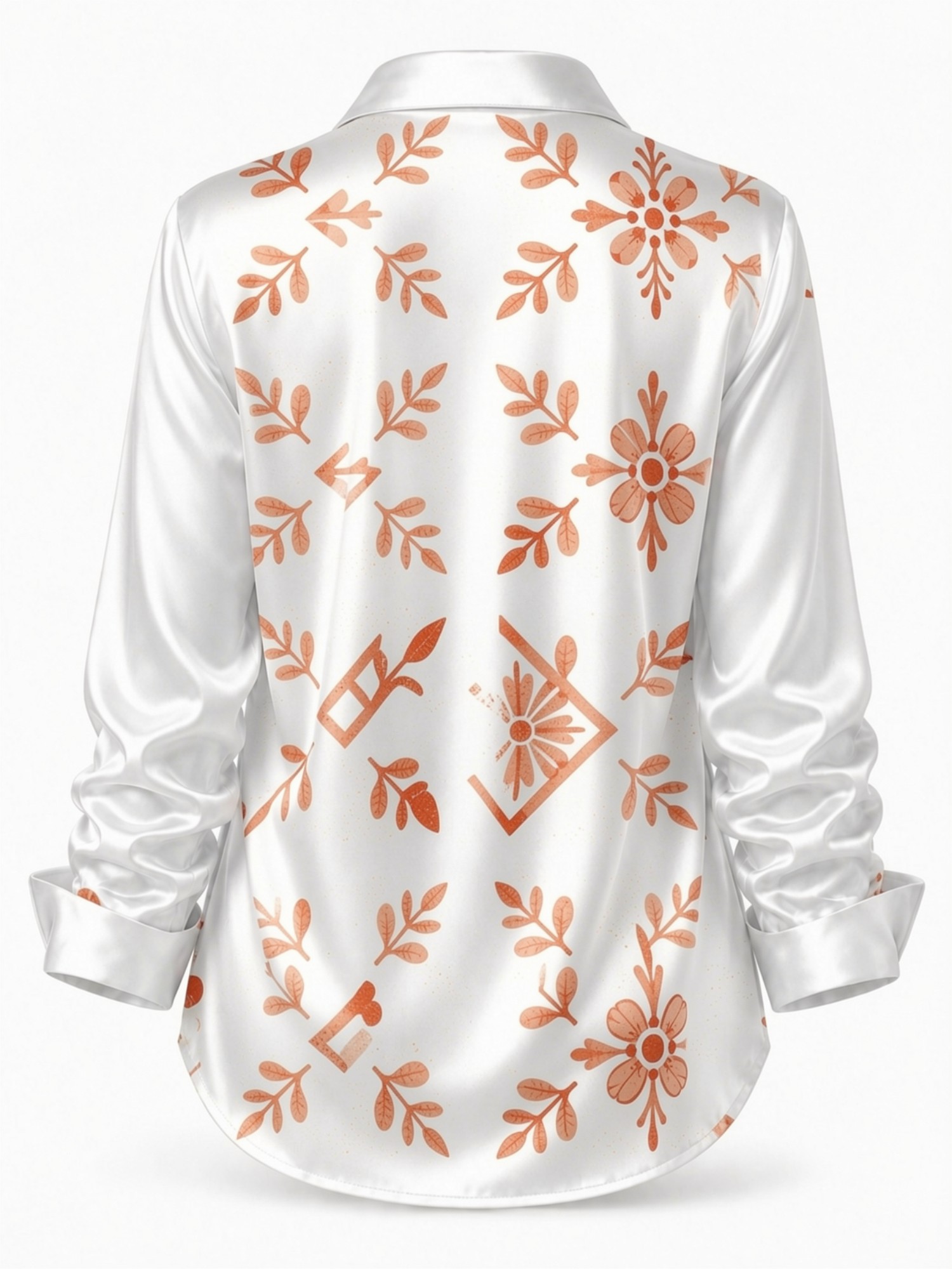 Cream Orange Floral Satin Blou - đánh giá và giá Resort Shirt Floral