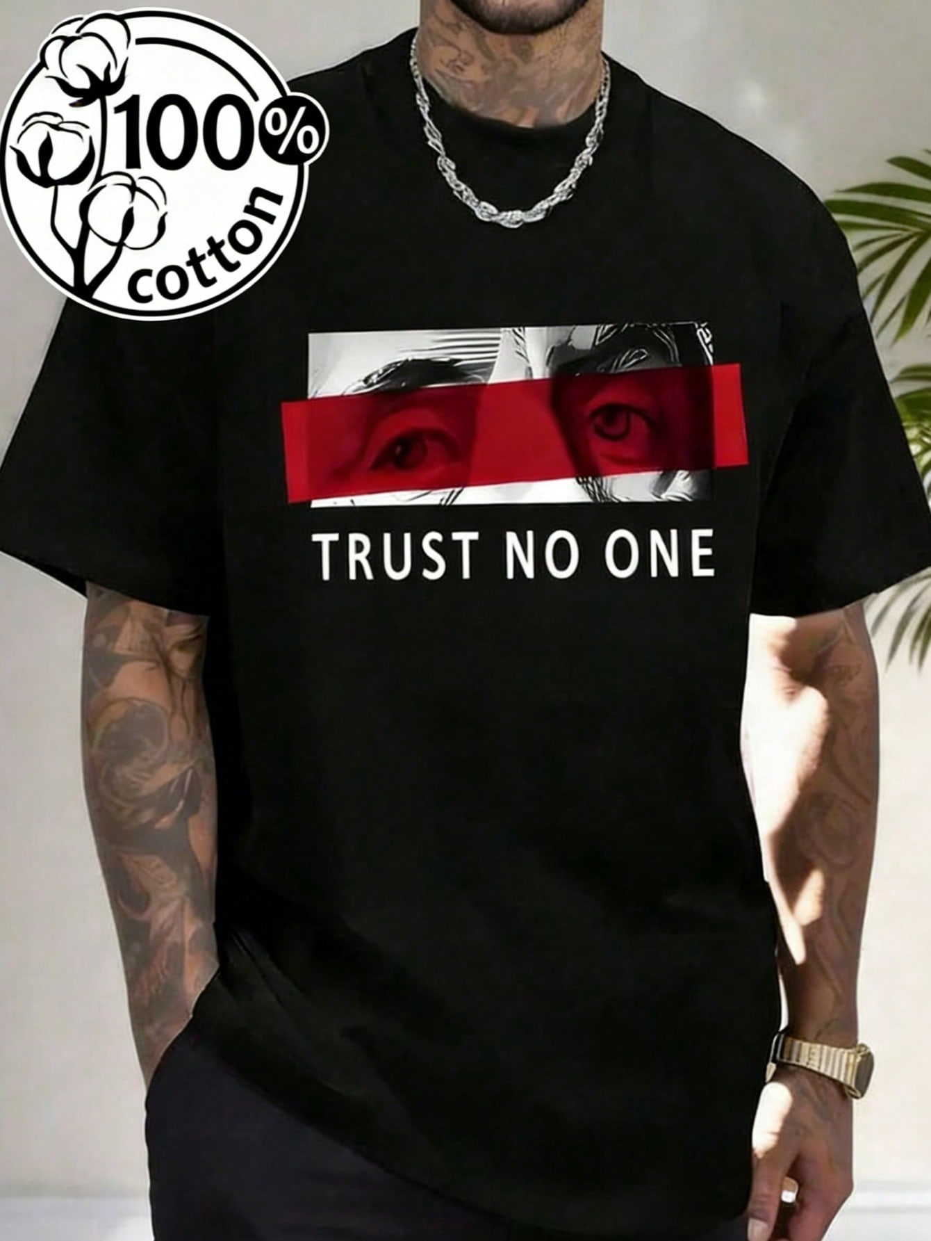 Black Cotton Graphic Tee with  - đánh giá và giá Tee Graphic Print