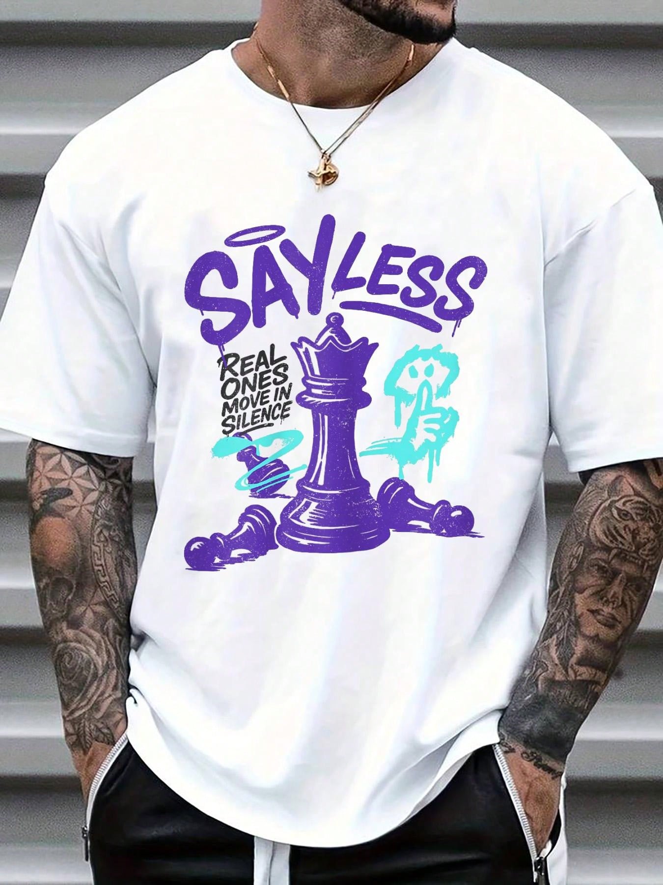 Men's White Cotton Graphic Tee - đánh giá và giá Tee Graphic Print