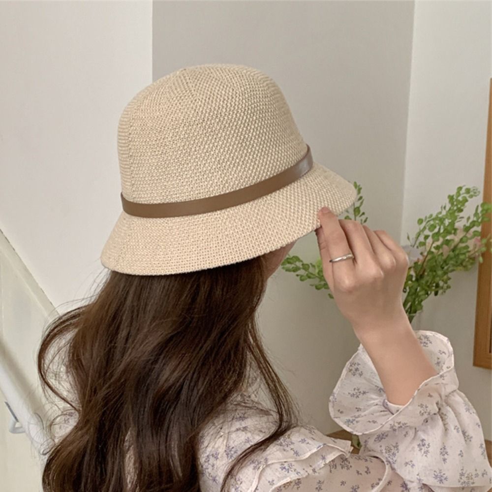 Korean PU Leather Belt Women S - đánh giá và giá Bucket Hat Straw