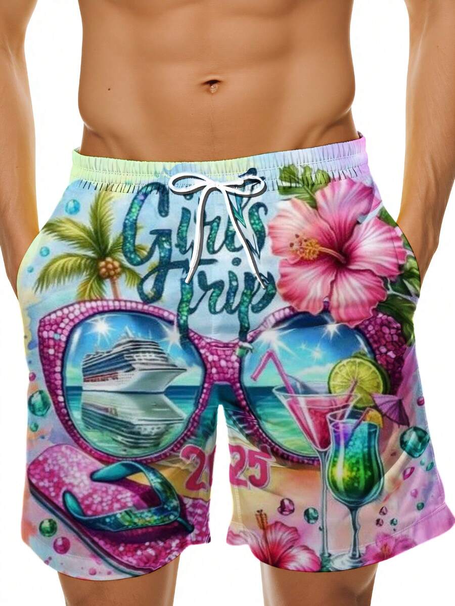 Mens Beach Swim Trunks 3D Prin - đánh giá và giá Swim Trunk Quick Dry