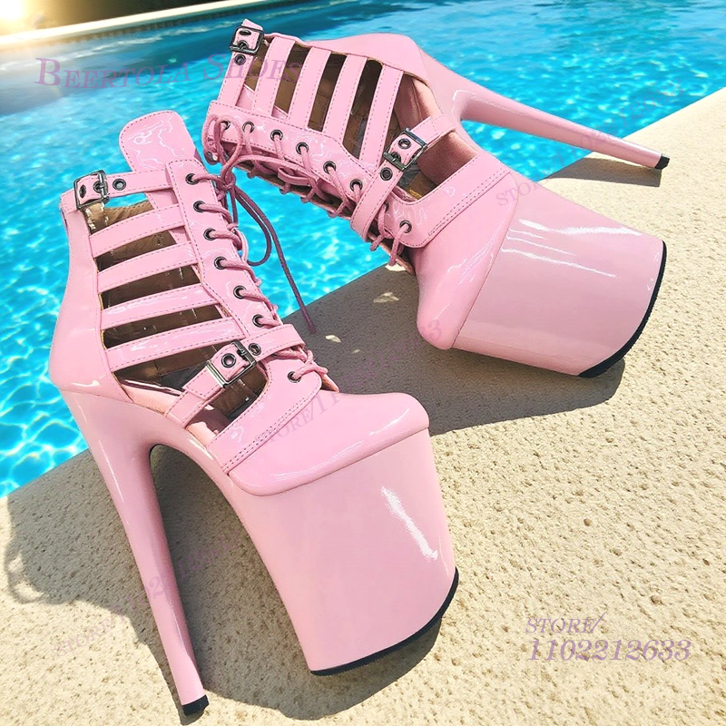 Pink Patent Leather Striped Ho - đánh giá và giá Casual Sandal Leather