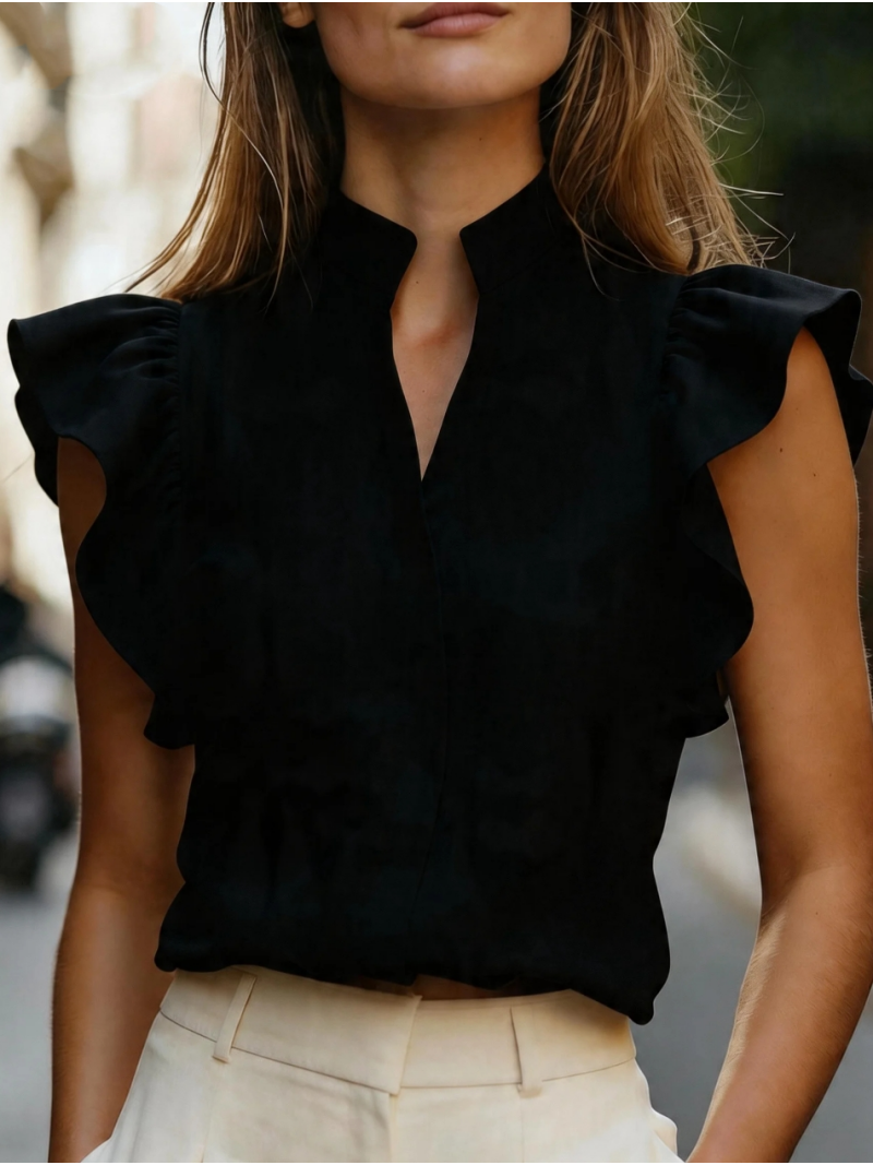 Sleeveless Ruffle Sleeve Top S - đánh giá và giá Shirt Camp Collar