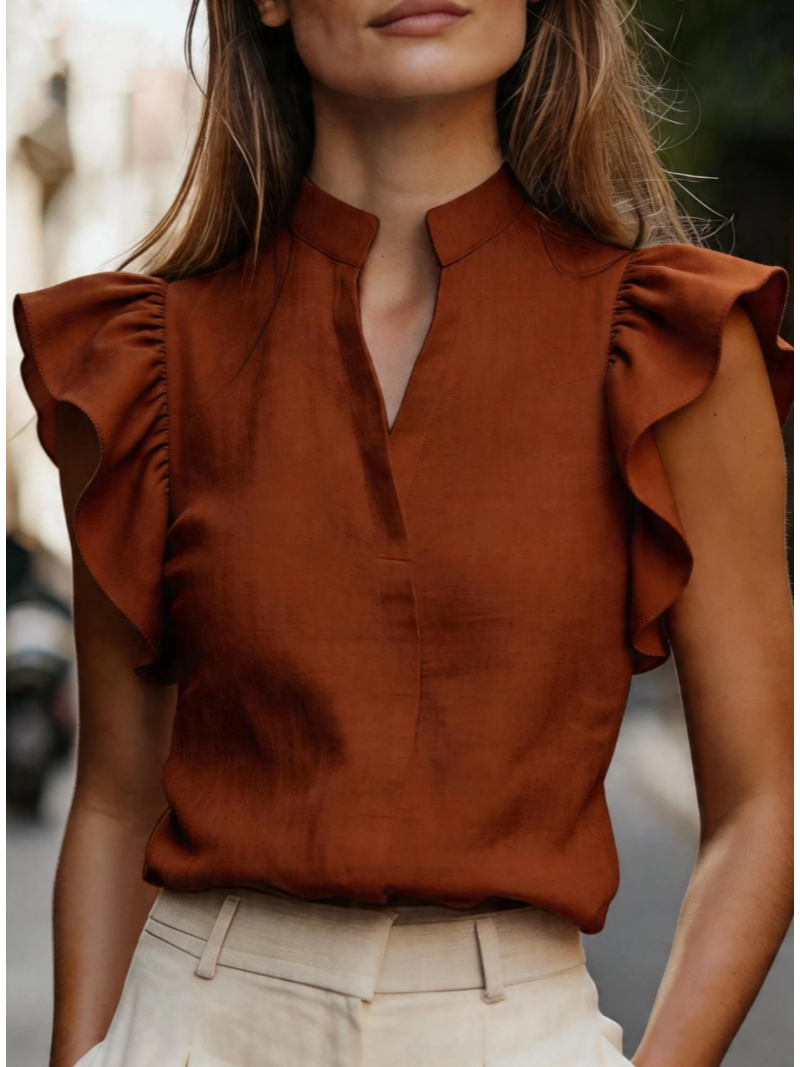 Sleeveless Ruffle Sleeve Top S - đánh giá và giá Shirt Camp Collar