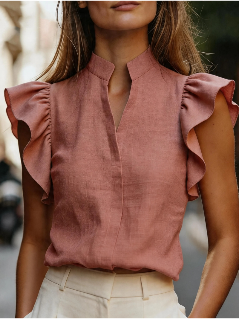 Sleeveless Ruffle Sleeve Top S - đánh giá và giá Shirt Camp Collar