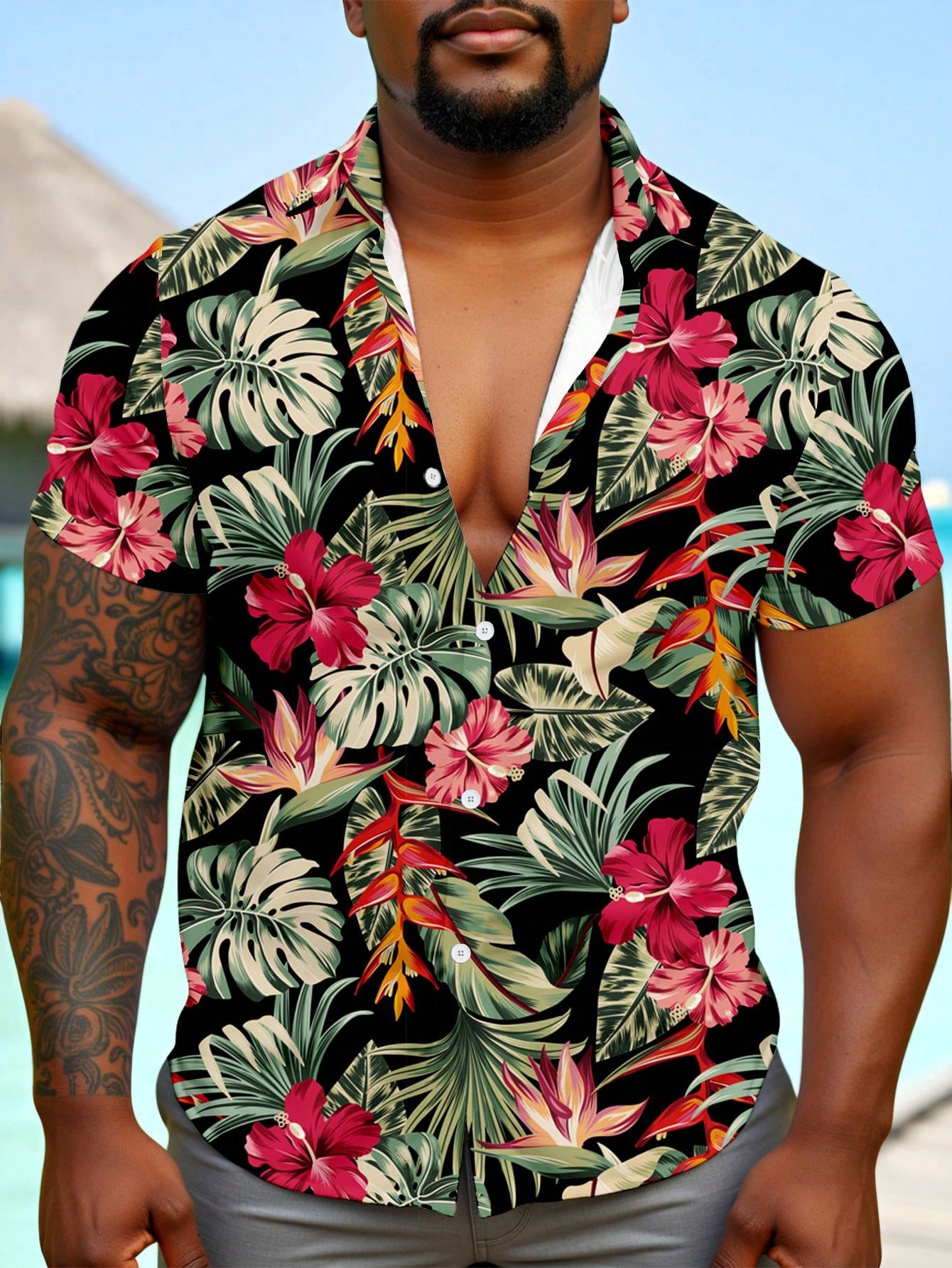 Casual Hawaiian Shirt Men Trop - đánh giá và giá Resort Shirt Floral