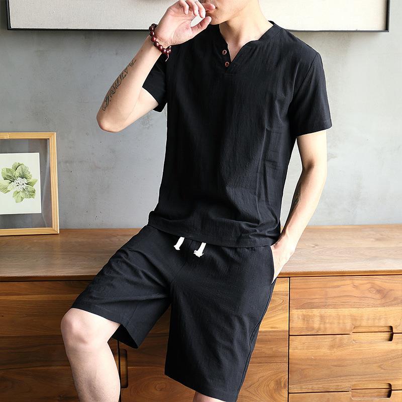 Men's Cotton Linen Set T-shirt - đánh giá và giá Linen Shirt Breathable