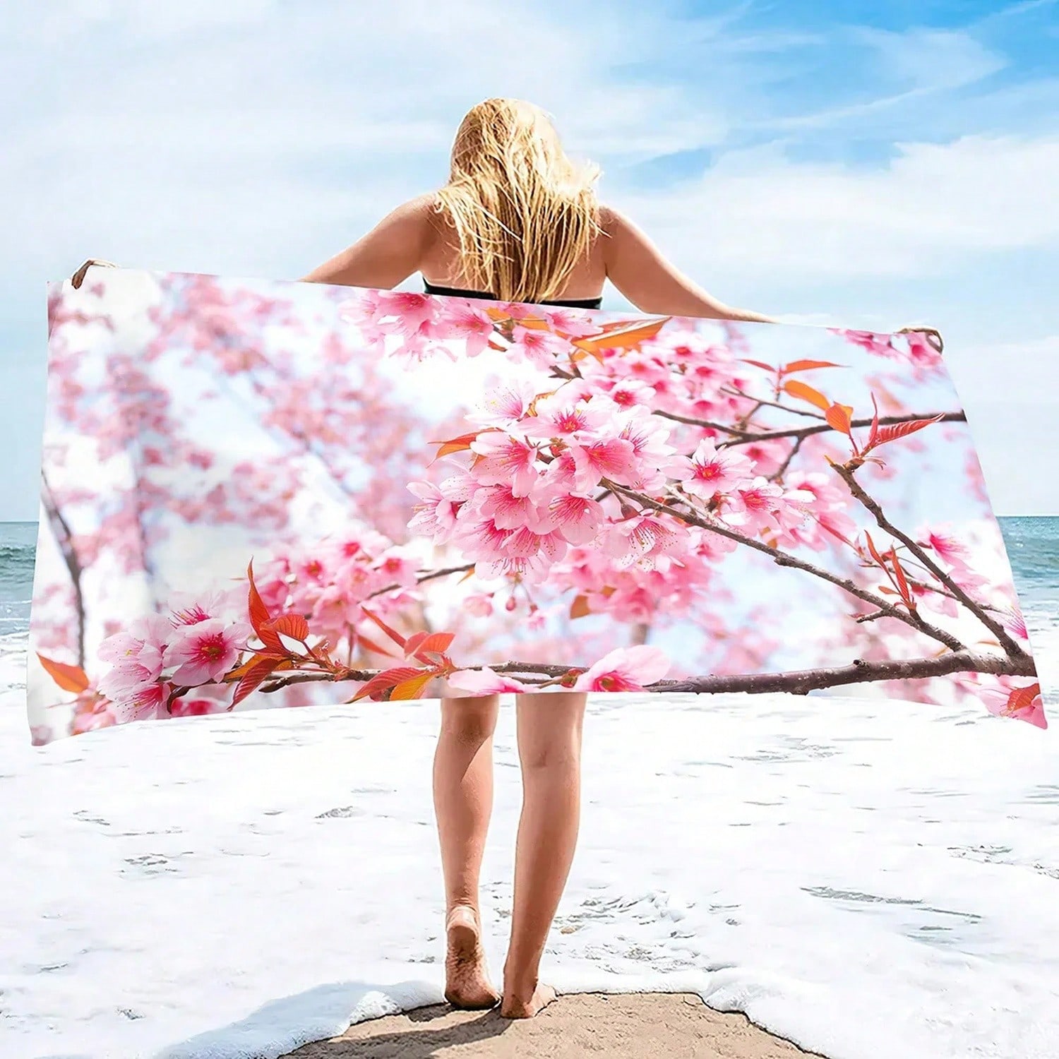 Pink Ry Bloms Sand Free Beach  - đánh giá và giá Beach Towel Large