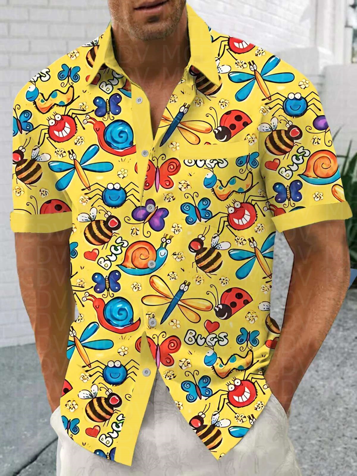 Insects Pattern Men's Hawaiian - đánh giá và giá Shirt Camp Collar