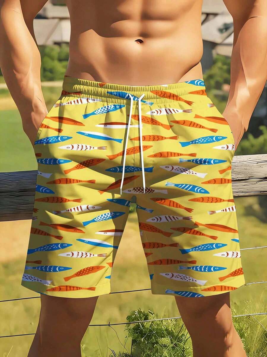 Colorful Fish Pattern Swim Tru - đánh giá và giá Swim Trunk Quick Dry