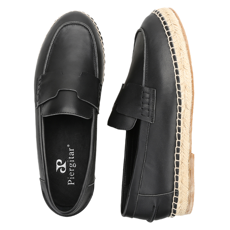 Piegitar Black Genuine Leather - đánh giá và giá Espadrille Slip On