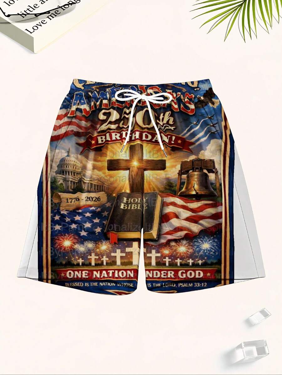 Mens Patriotic Swim Trunks 250 - đánh giá và giá Swim Trunk Quick Dry