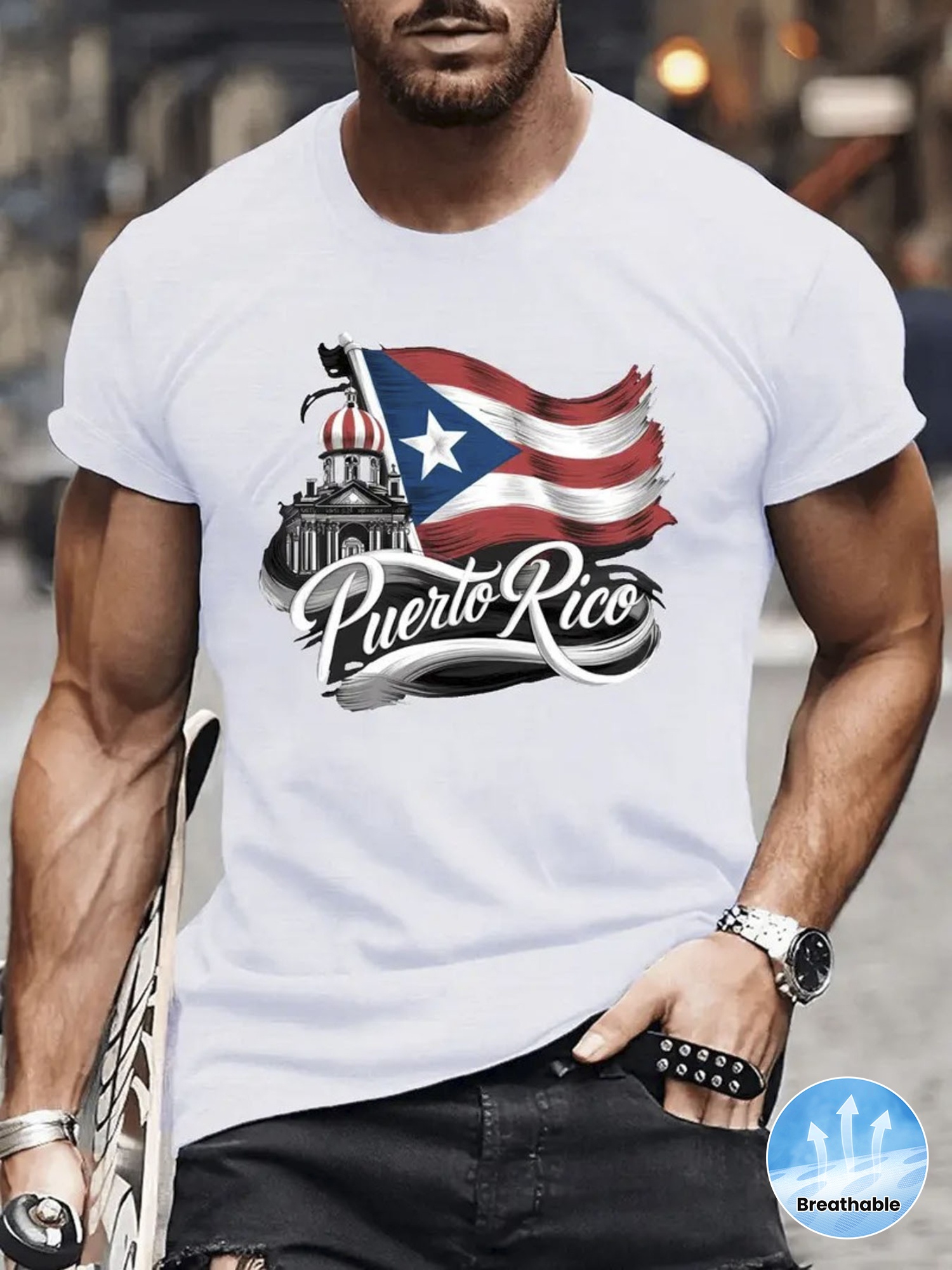  Pure Cotton Puerto Rico Flag  - đánh giá và giá Linen Shirt Breathable