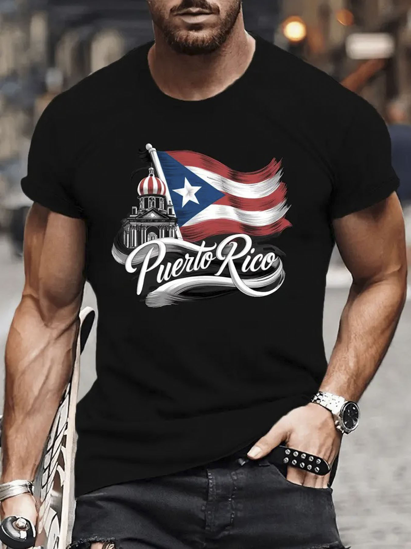  Pure Cotton Puerto Rico Flag  - đánh giá và giá Linen Shirt Breathable
