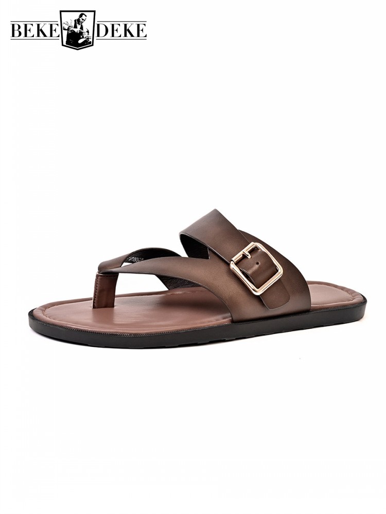 Outside Summer Mens Flat Shoes - đánh giá và giá Flip Flop Leather Men