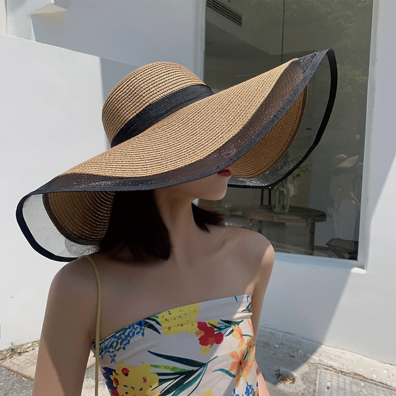 Women Sun Hat Big Eaves Waves  - đánh giá và giá Bucket Hat Straw