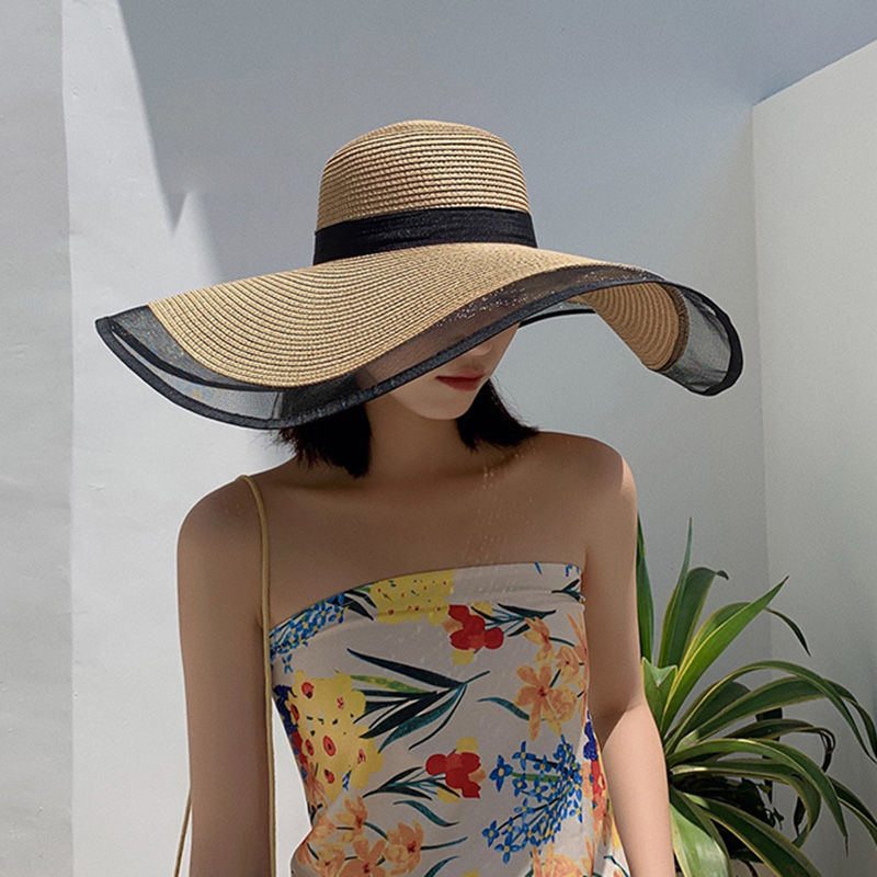 Women Sun Hat Big Eaves Waves  - đánh giá và giá Bucket Hat Straw