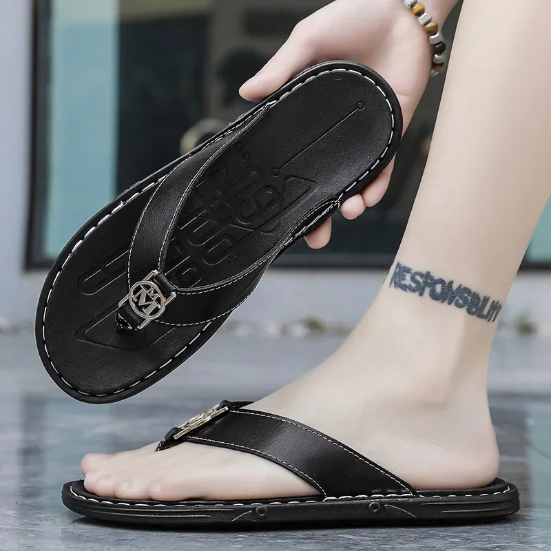 Men's Flip-flops Solid Color w - đánh giá và giá Flip Flop Leather Men