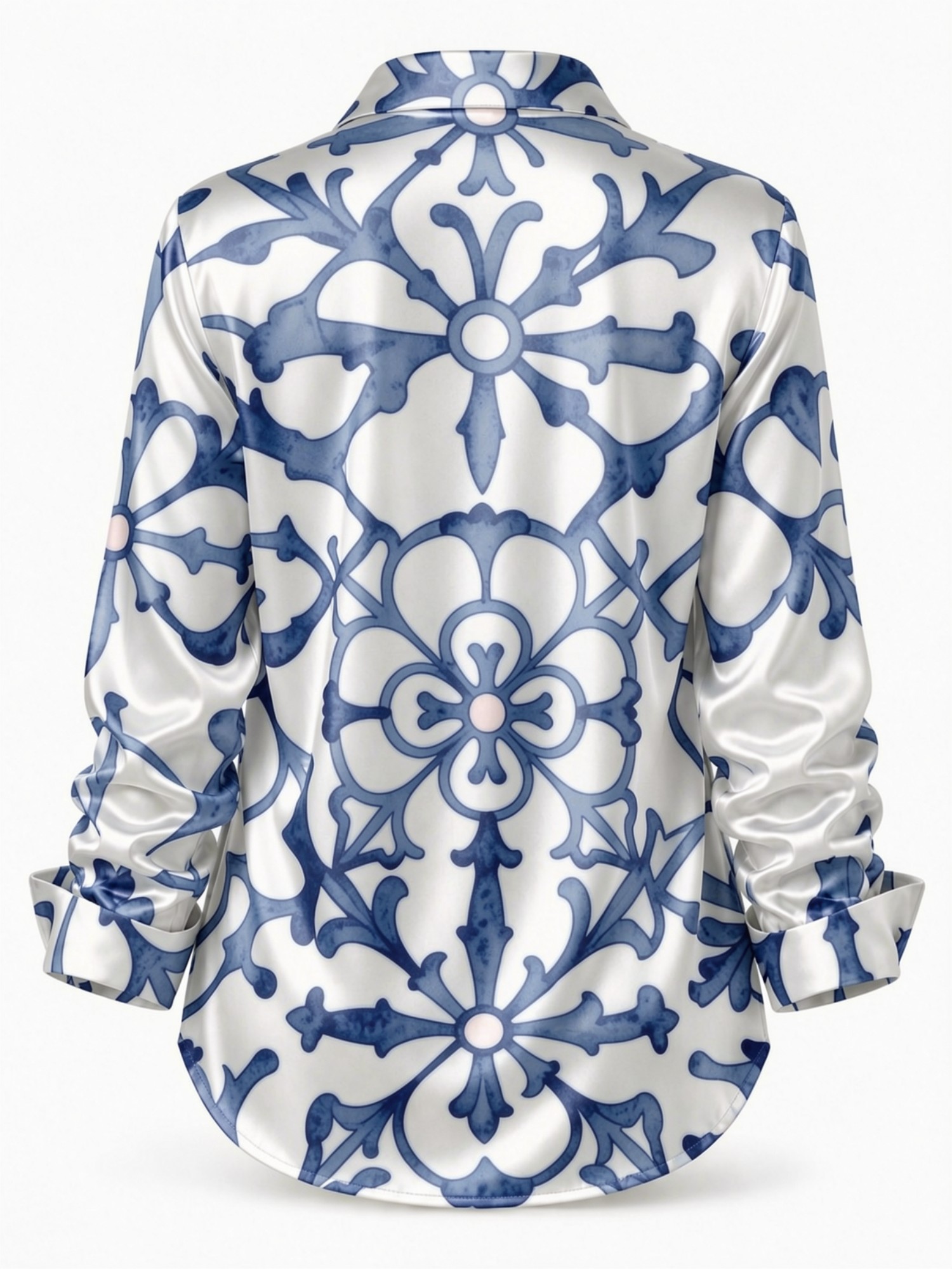 Blue Porcelain Floral Satin Bl - đánh giá và giá Resort Shirt Floral