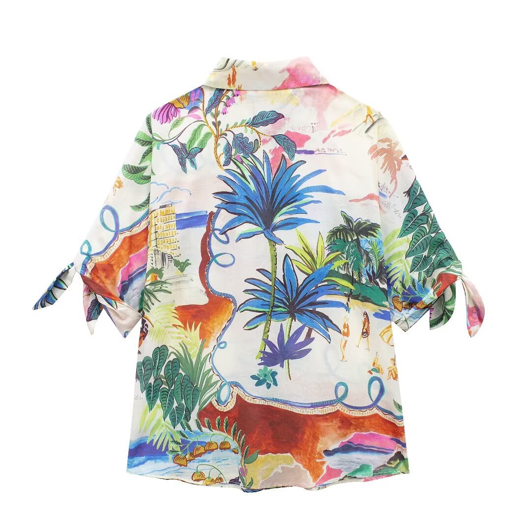 Chic Printed Lapel Single Brea - đánh giá và giá Resort Shirt Floral