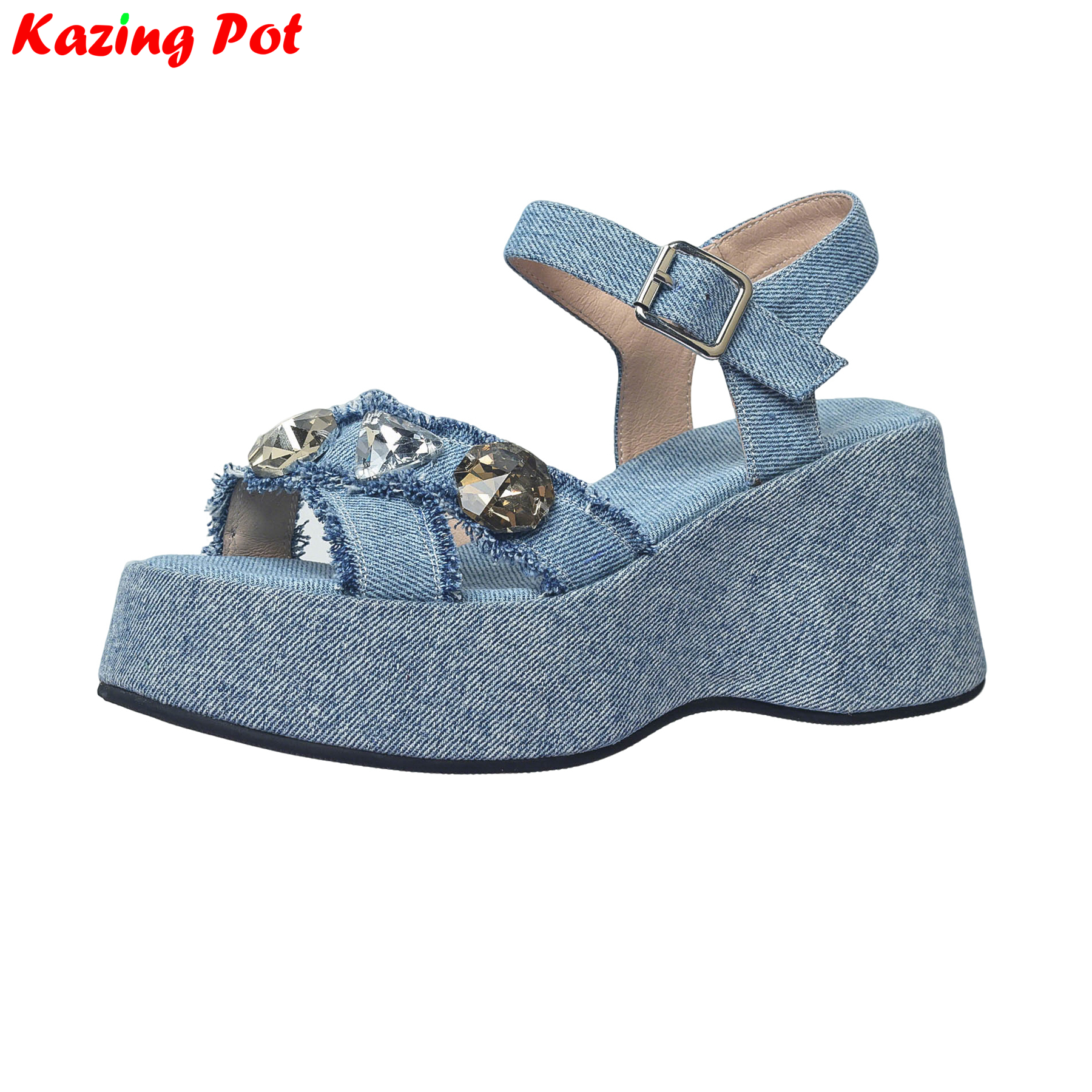Krazing Pot Denim Peep Toe Pla - đánh giá và giá Casual Sandal Leather