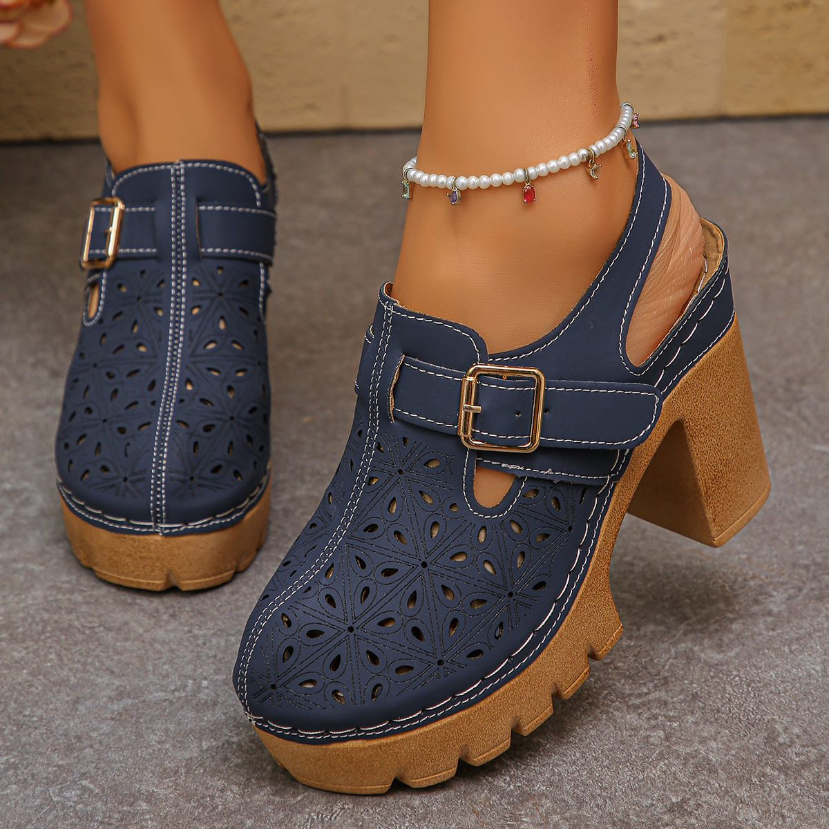 Large Size Women's Thick Heel  - đánh giá và giá Casual Sandal Leather