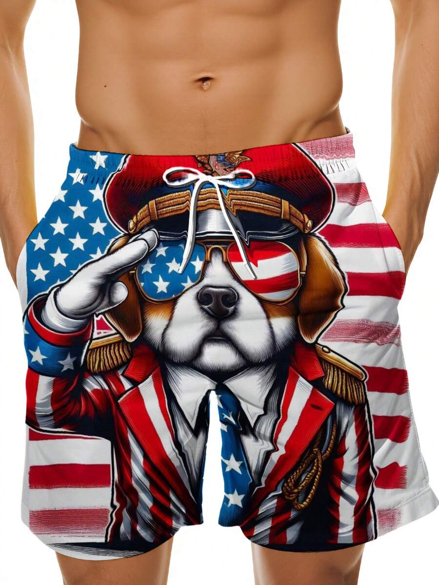 Patriotic Dog American Flag Sw - đánh giá và giá Swim Trunk Quick Dry