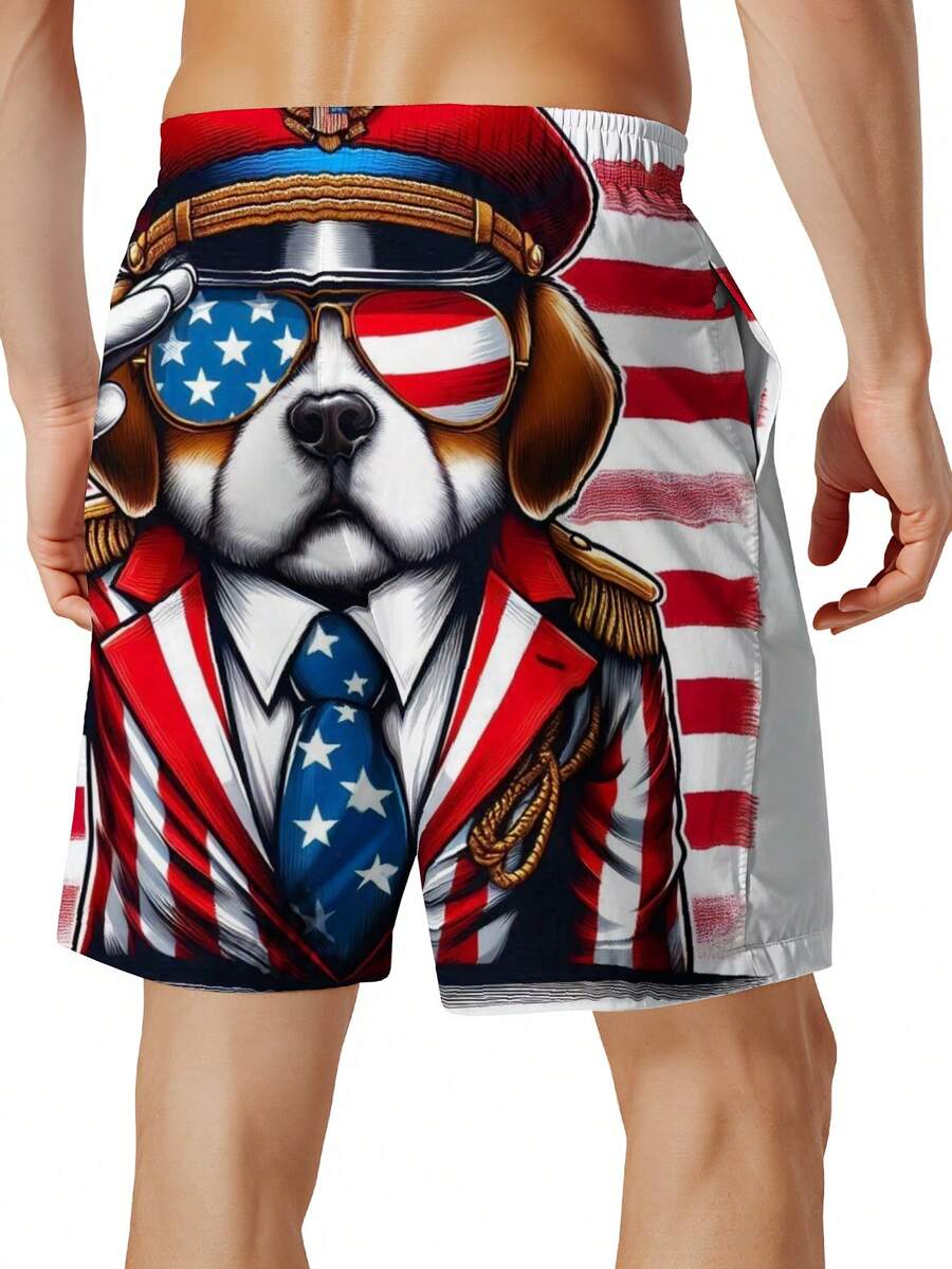 Patriotic Dog American Flag Sw - đánh giá và giá Swim Trunk Quick Dry