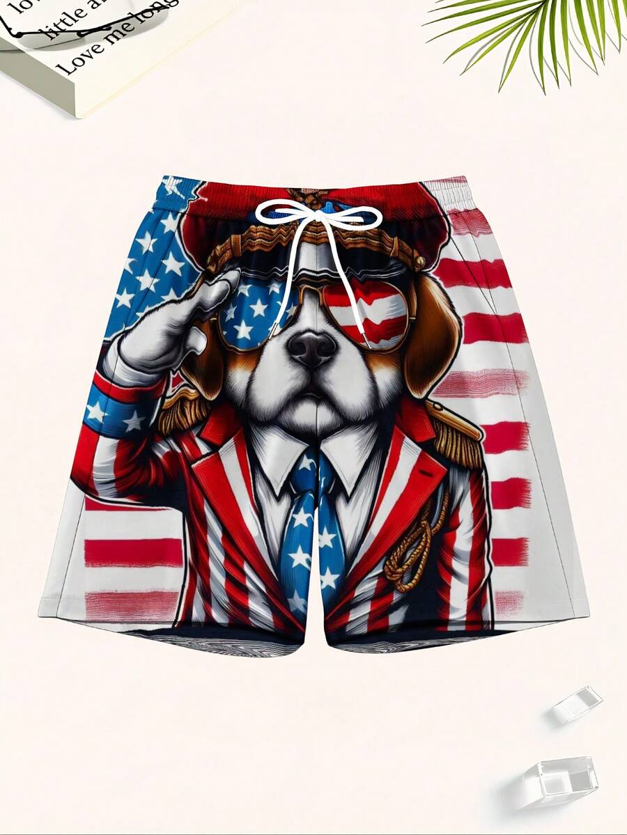 Patriotic Dog American Flag Sw - đánh giá và giá Swim Trunk Quick Dry