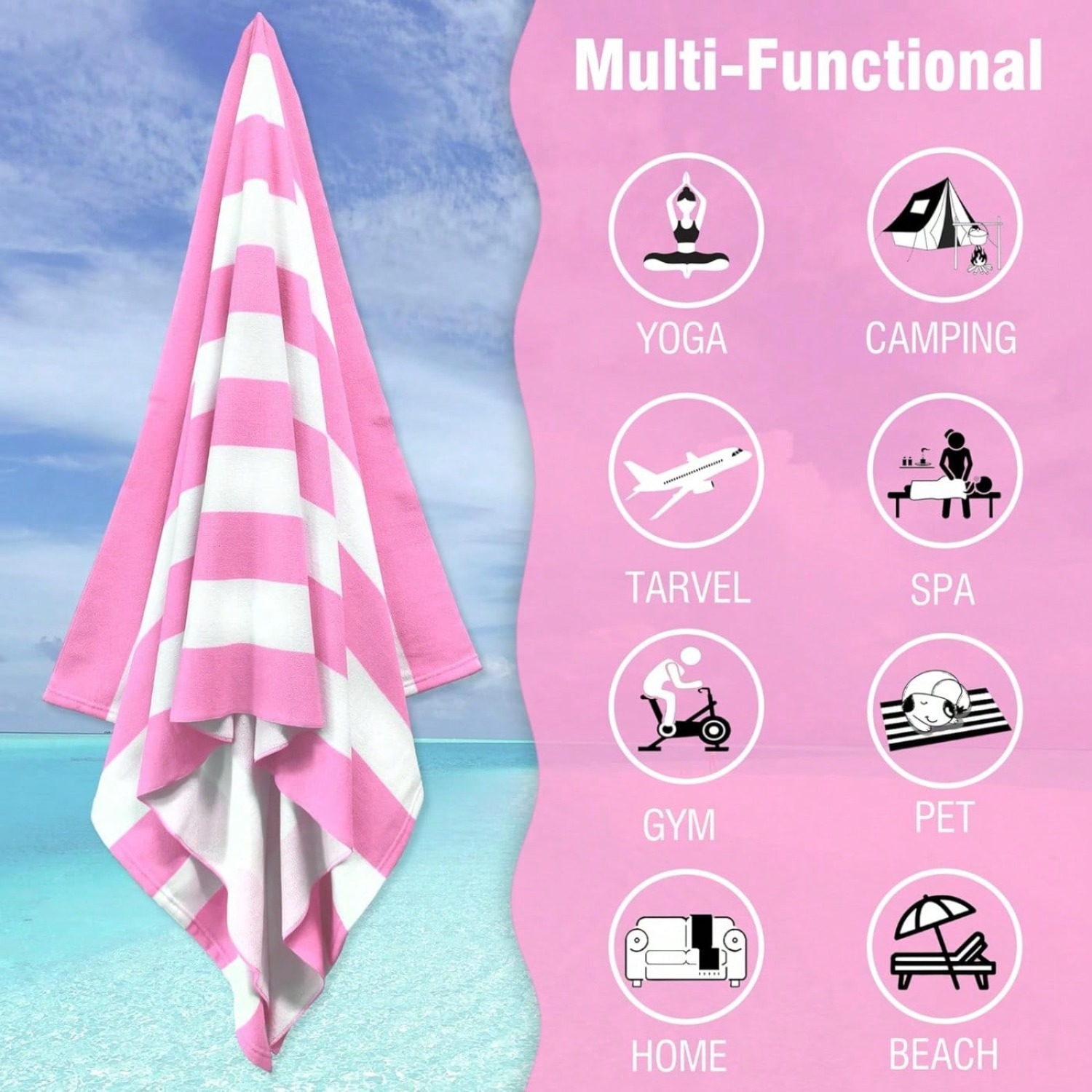 1 PC Large Oversized Beach Tow - đánh giá và giá Beach Towel Large