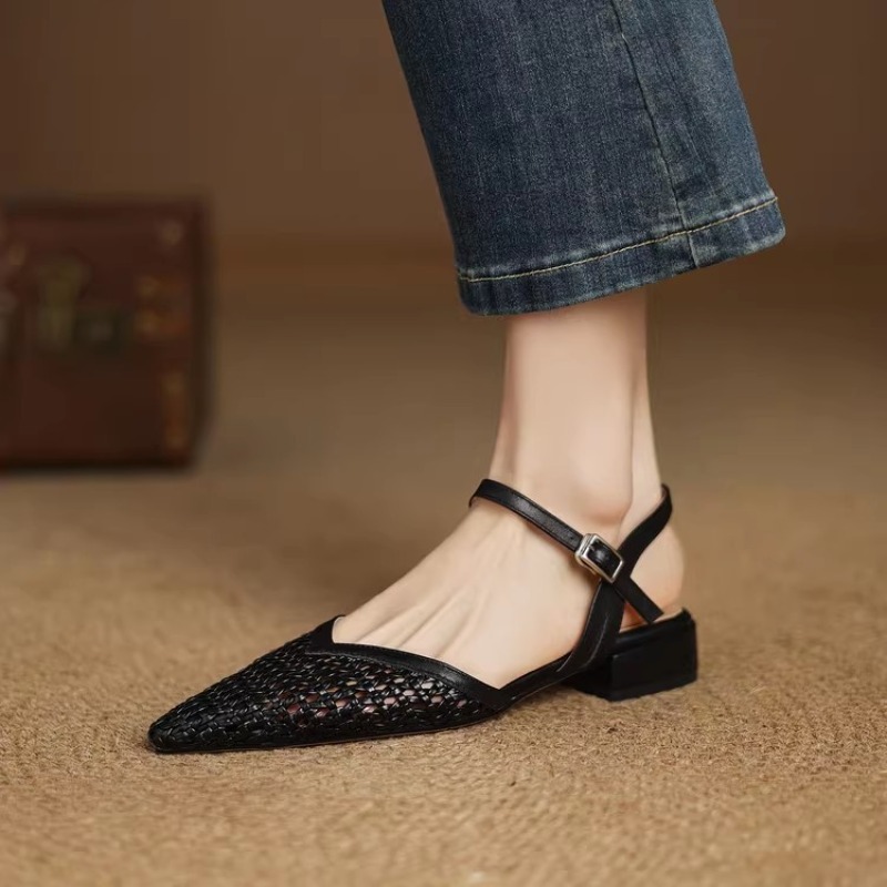 French pointed-toe woven high- - đánh giá và giá Casual Sandal Leather