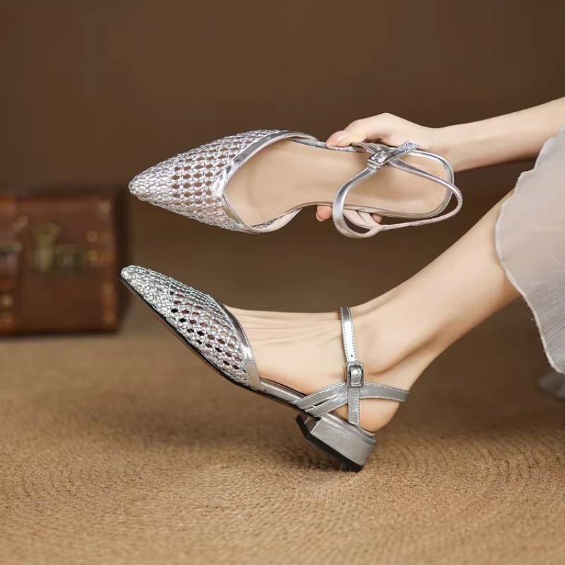 French pointed-toe woven high- - đánh giá và giá Casual Sandal Leather