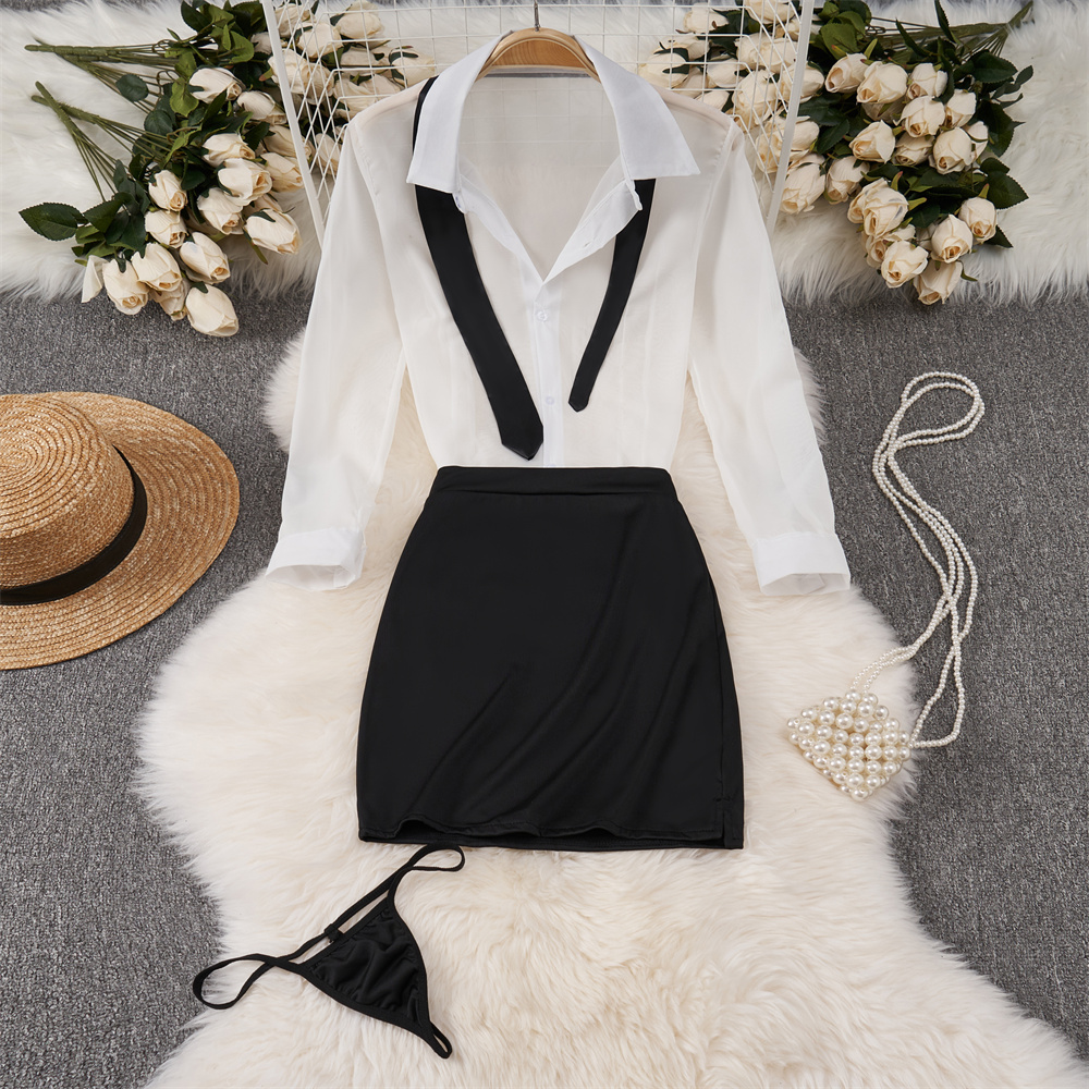 Sexy Transparent Long Sleeve S - đánh giá và giá Shirt Camp Collar